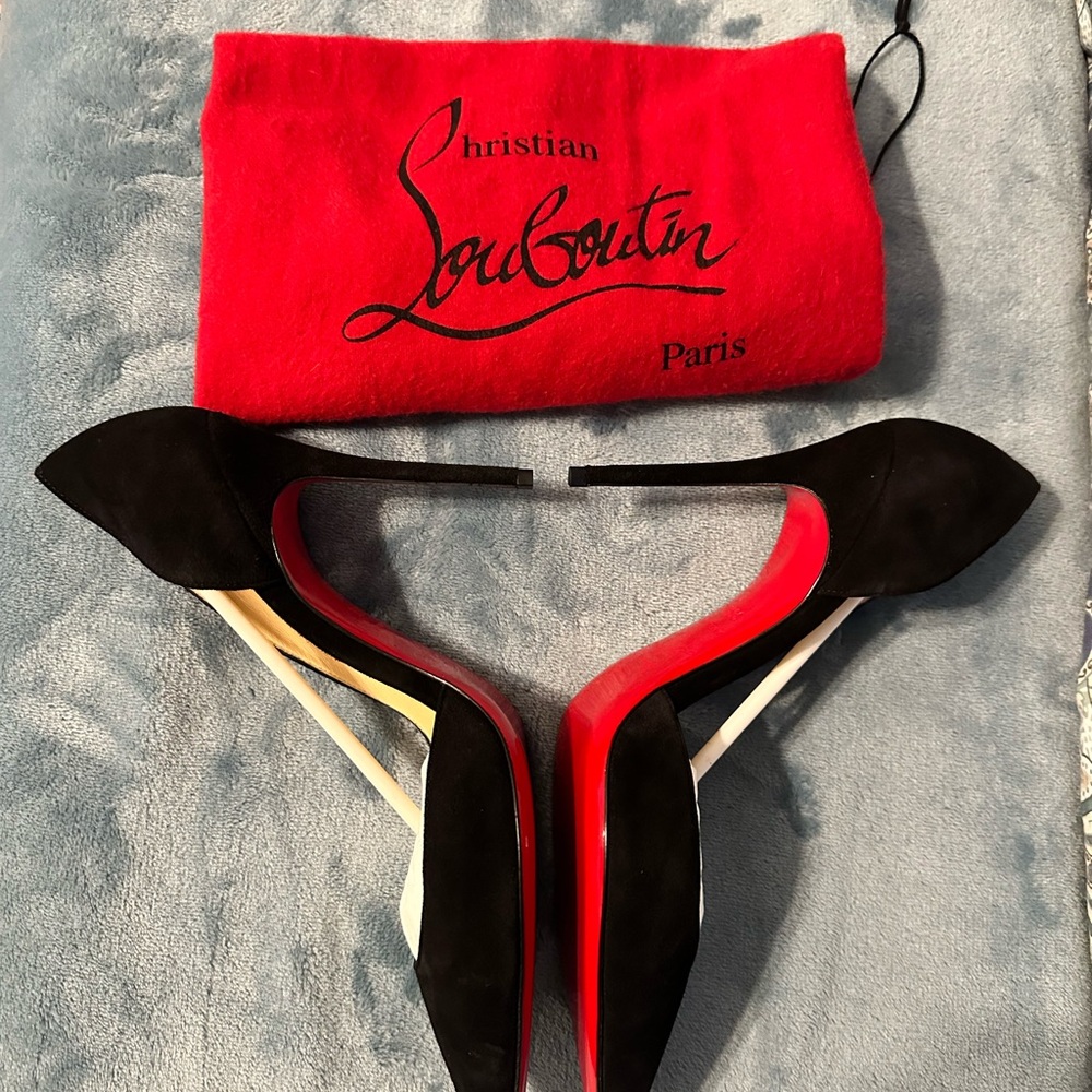 100% Authentic Christian Louboutin Black Suede Iriza Half d'Orsay Pumps - Picture 5 of 9